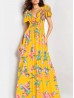 Floral V -Neck Short Sleeved Summer Dress